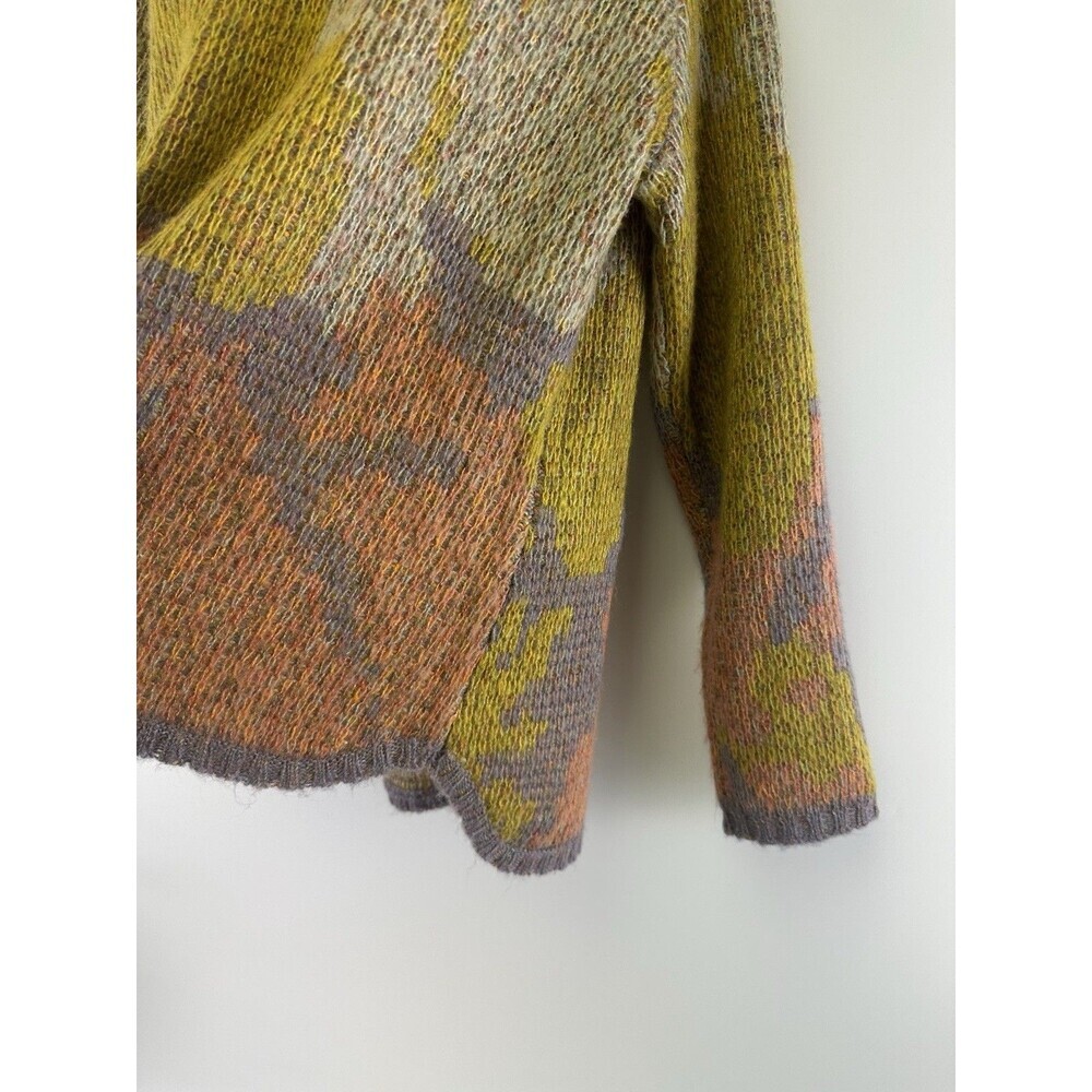 April Cornell Hooded Sweater Pullover Knit Yellow Purple Geometric Womens Large - Picture 6 of 14